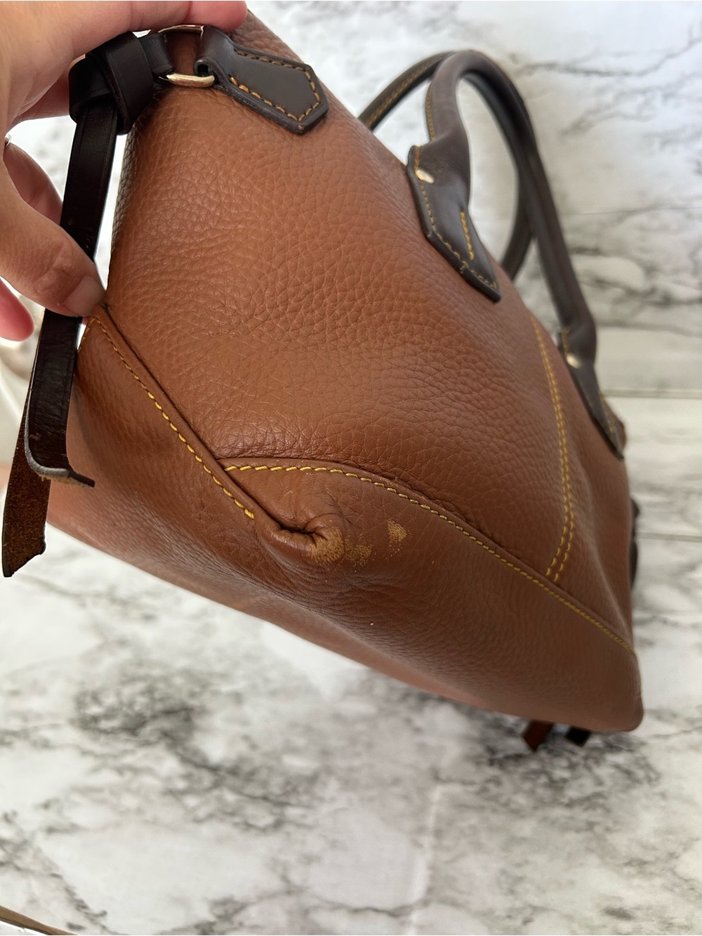 Dooney & Bourke | vintage Brown Pebbled Leather Satchel - Picture 5 of 16